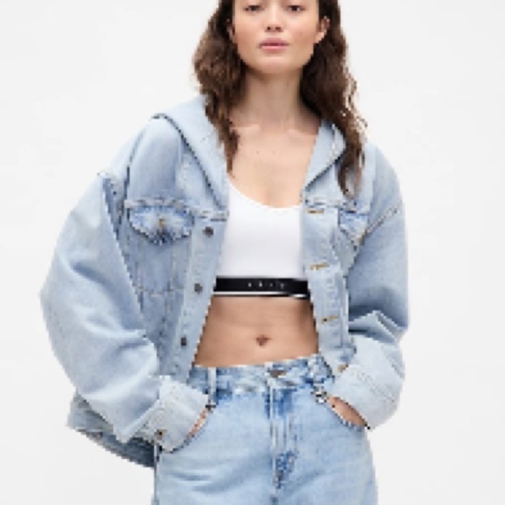 Light Blue Denim Hooded Jacket - Women's Jacket